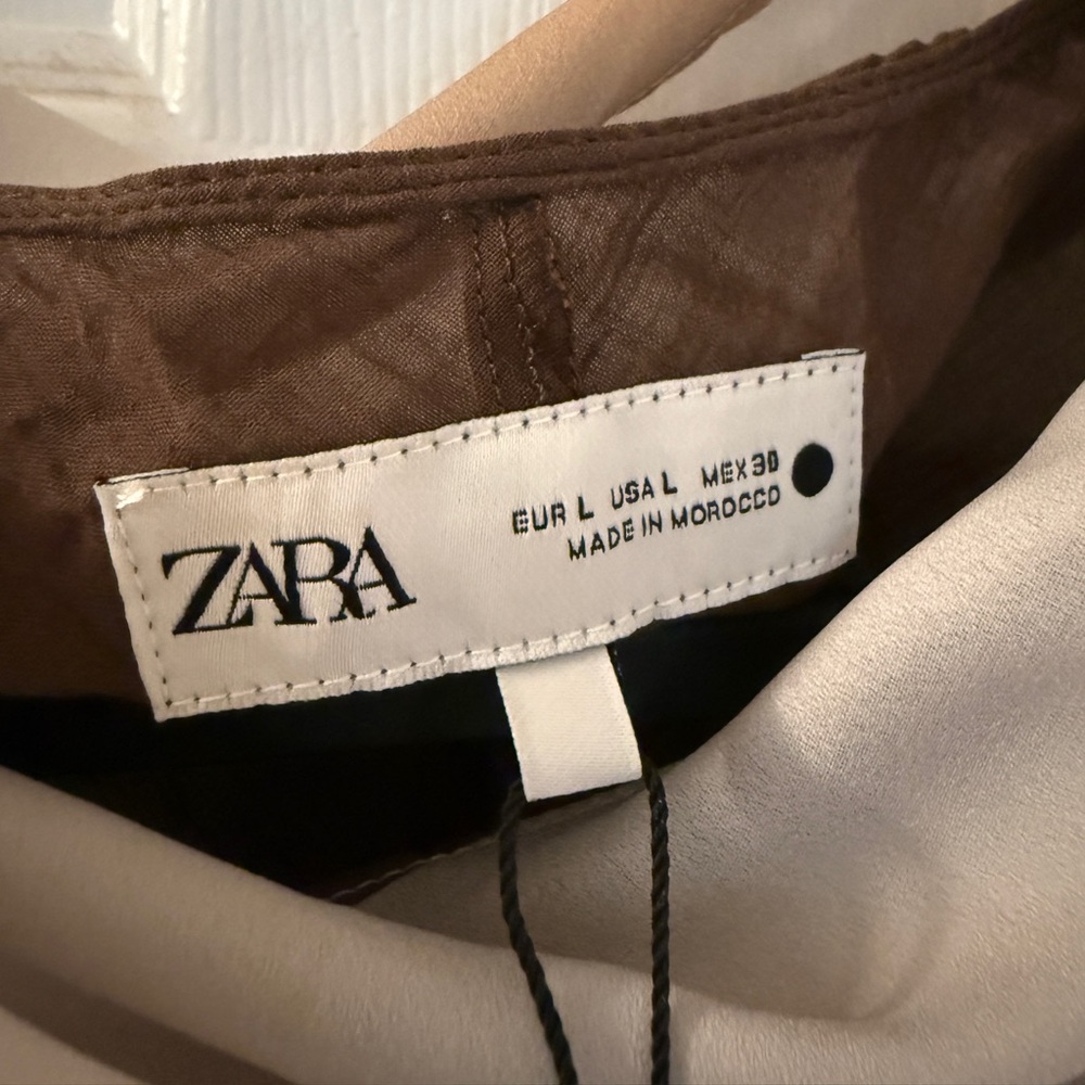 ZARA ZW COLLECTION PRINTED ASYMMETRIC DRESS Abstract Print Large NWT - Picture 8 of 10